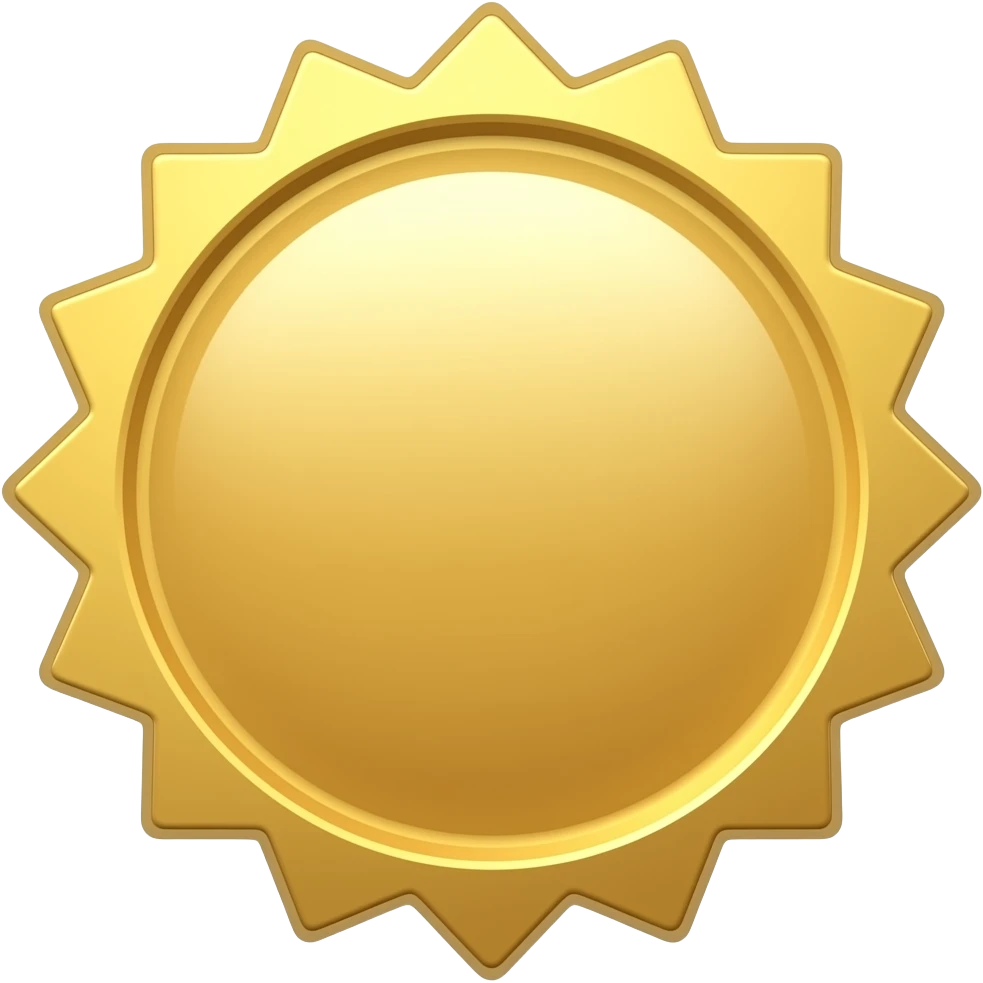 Verificado de oro brillante que brille como una luz pero que no diga emoji