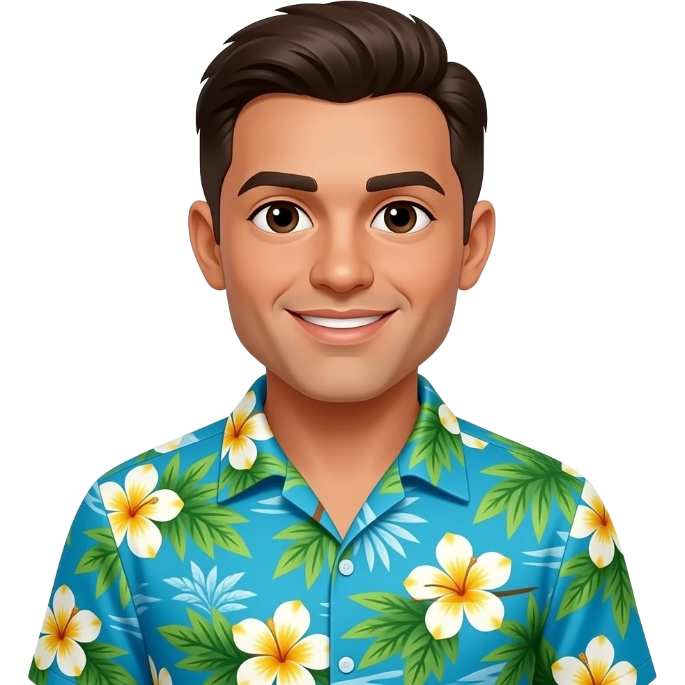 tanned man in Hawaiian Shirt emoji
