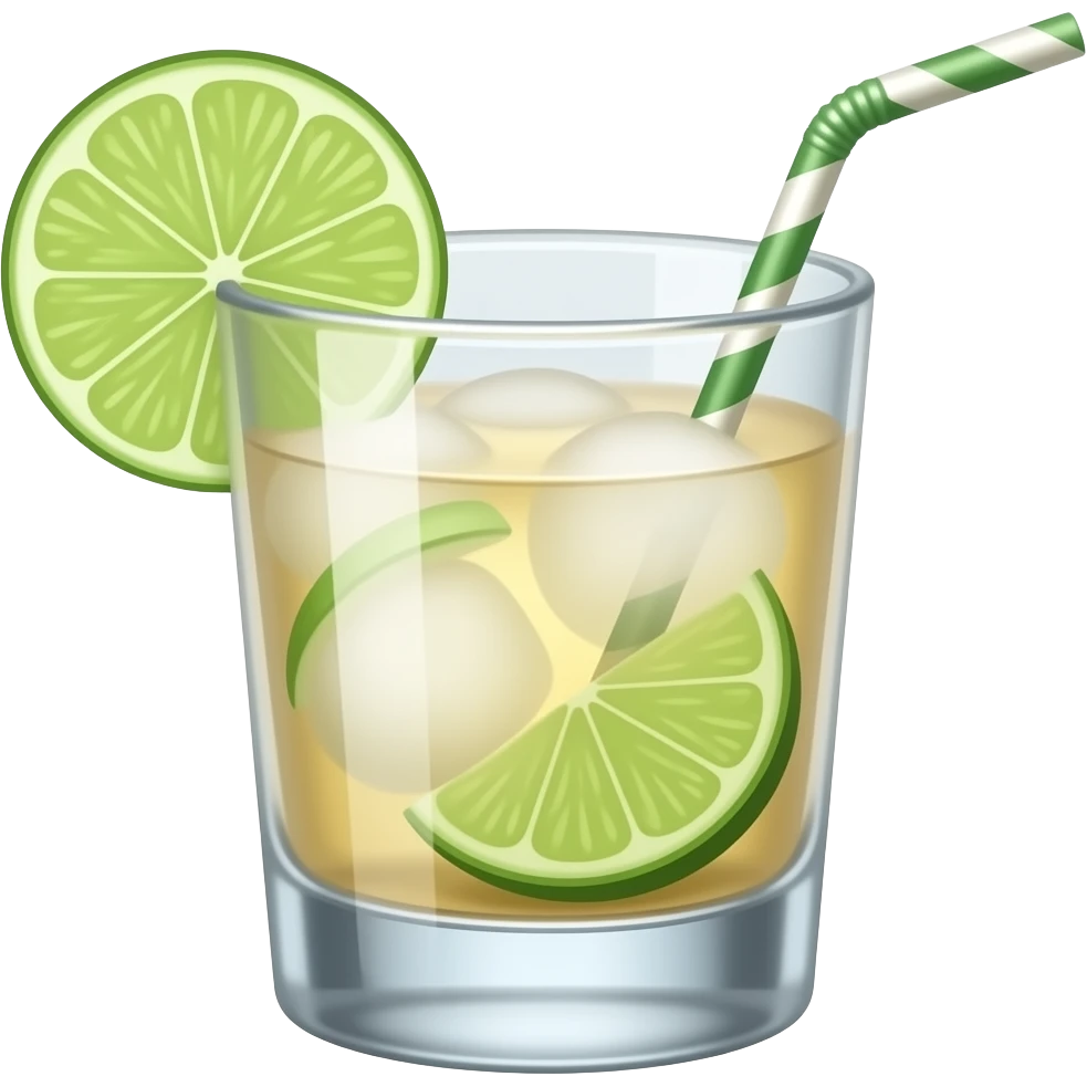 cocktail with white rhum and lime without a straw emoji