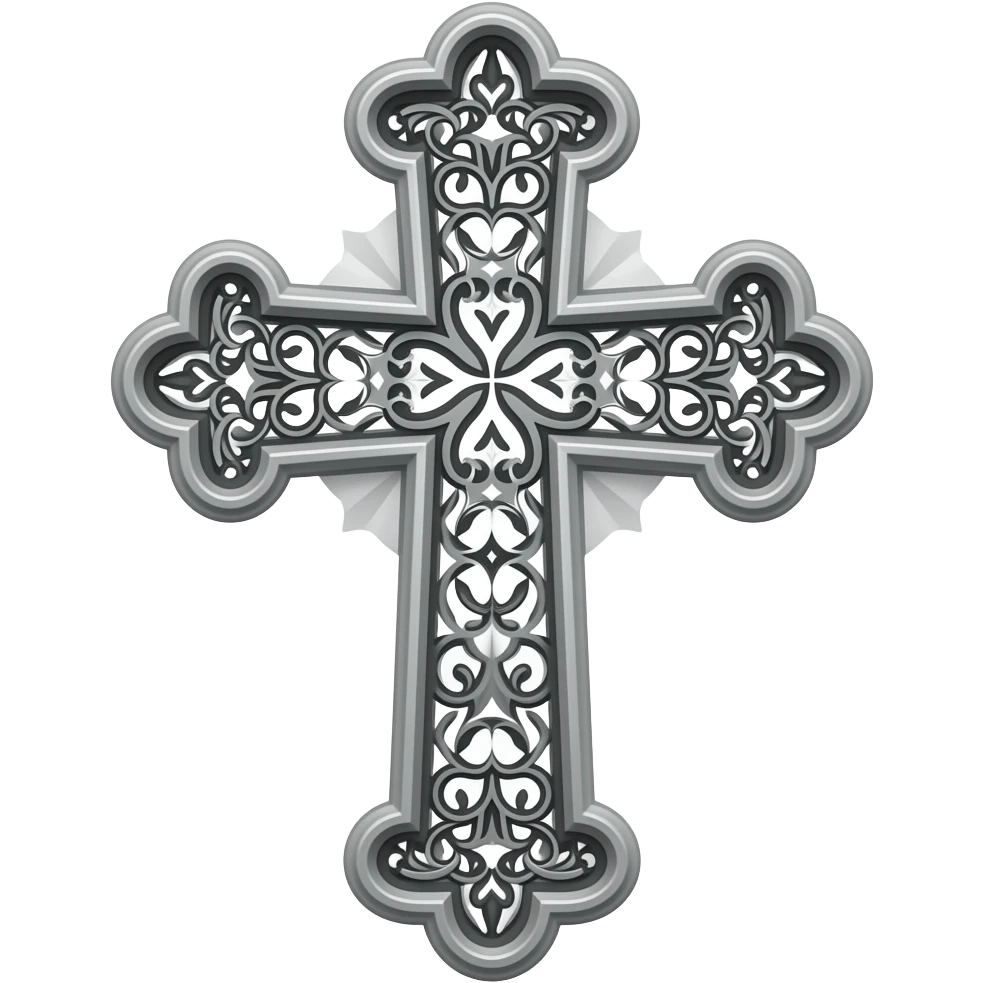 Elaborate gray cross emoji