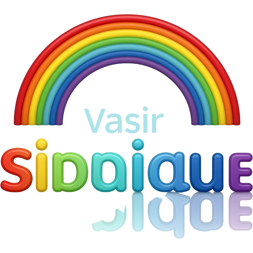 a Picure of the rainbow letters of a name call Yasir Siddique emoji