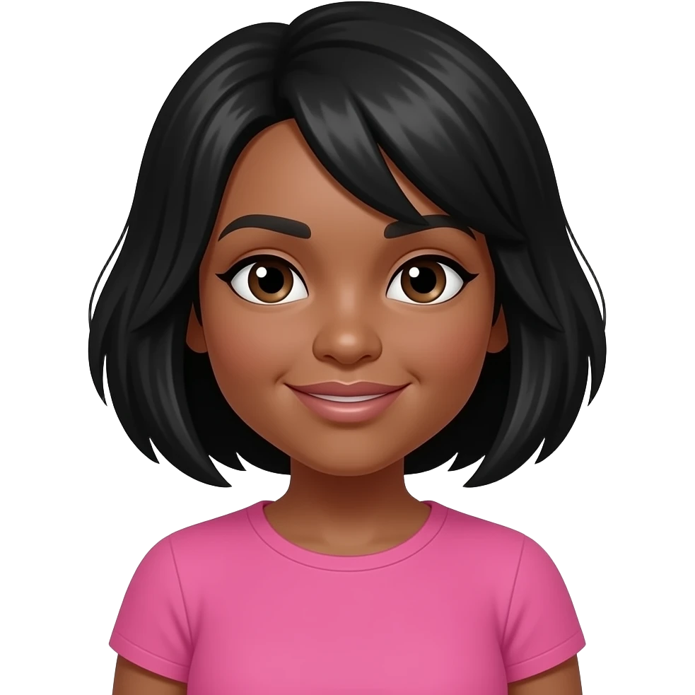 UNA MUJER NEGRA CON PELO NEGRO CON CAMISA ROSA emoji