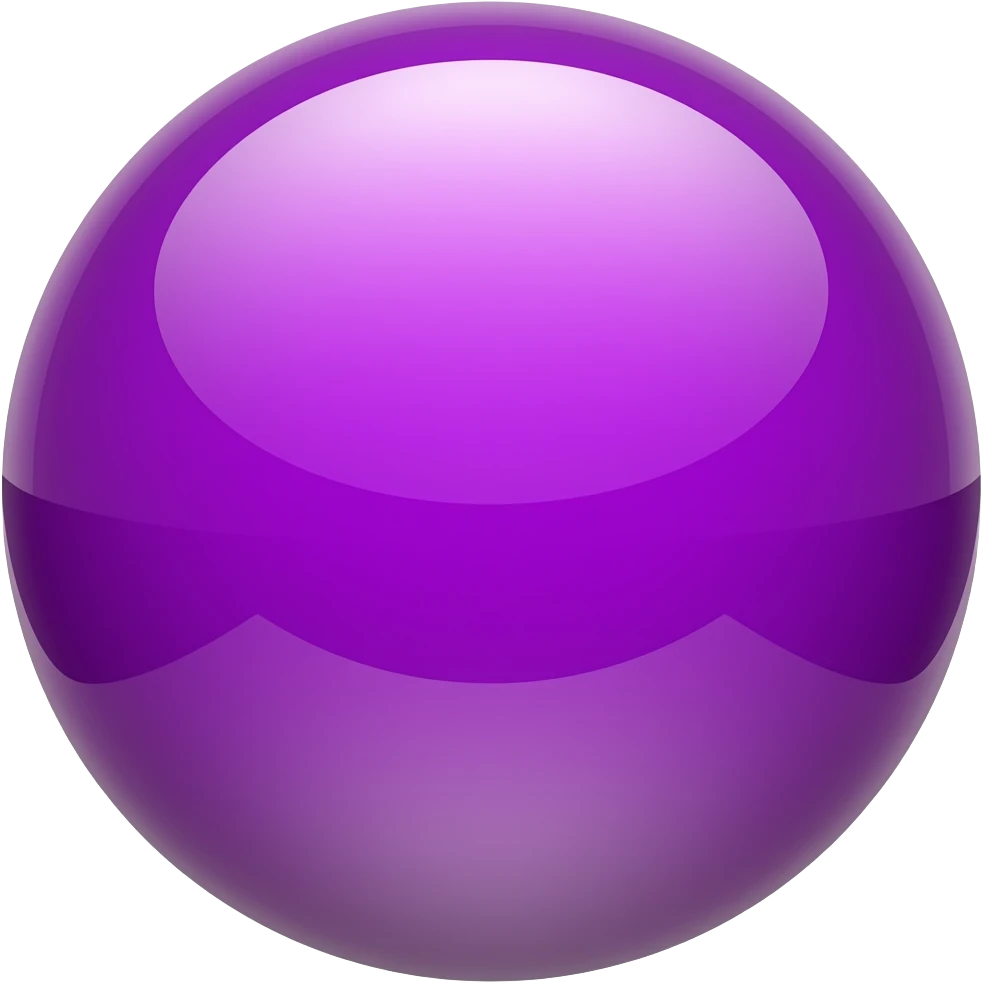 bright purple glossy sphere cartoon style emoji