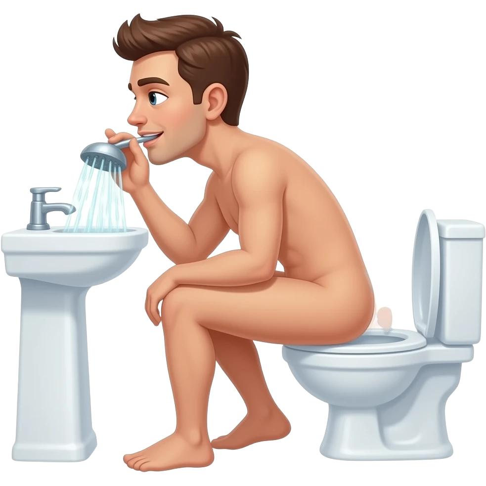 2 Brown  Mans naked making sex Sitting on his ass in his mouth. bathroom wash butt in to shower full body emoji