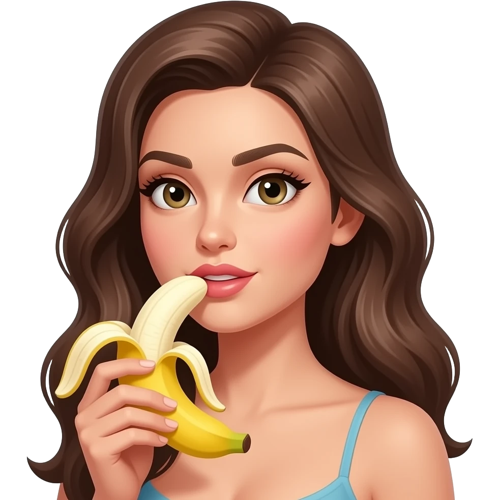 Sexi lengua mujer con una ceja levantada saboreando una banana emoji