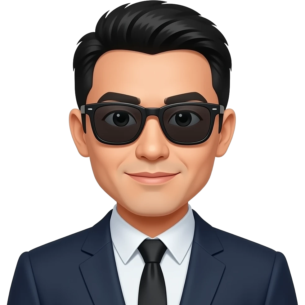 asian bussiness man with short hair black sunglasses emoji