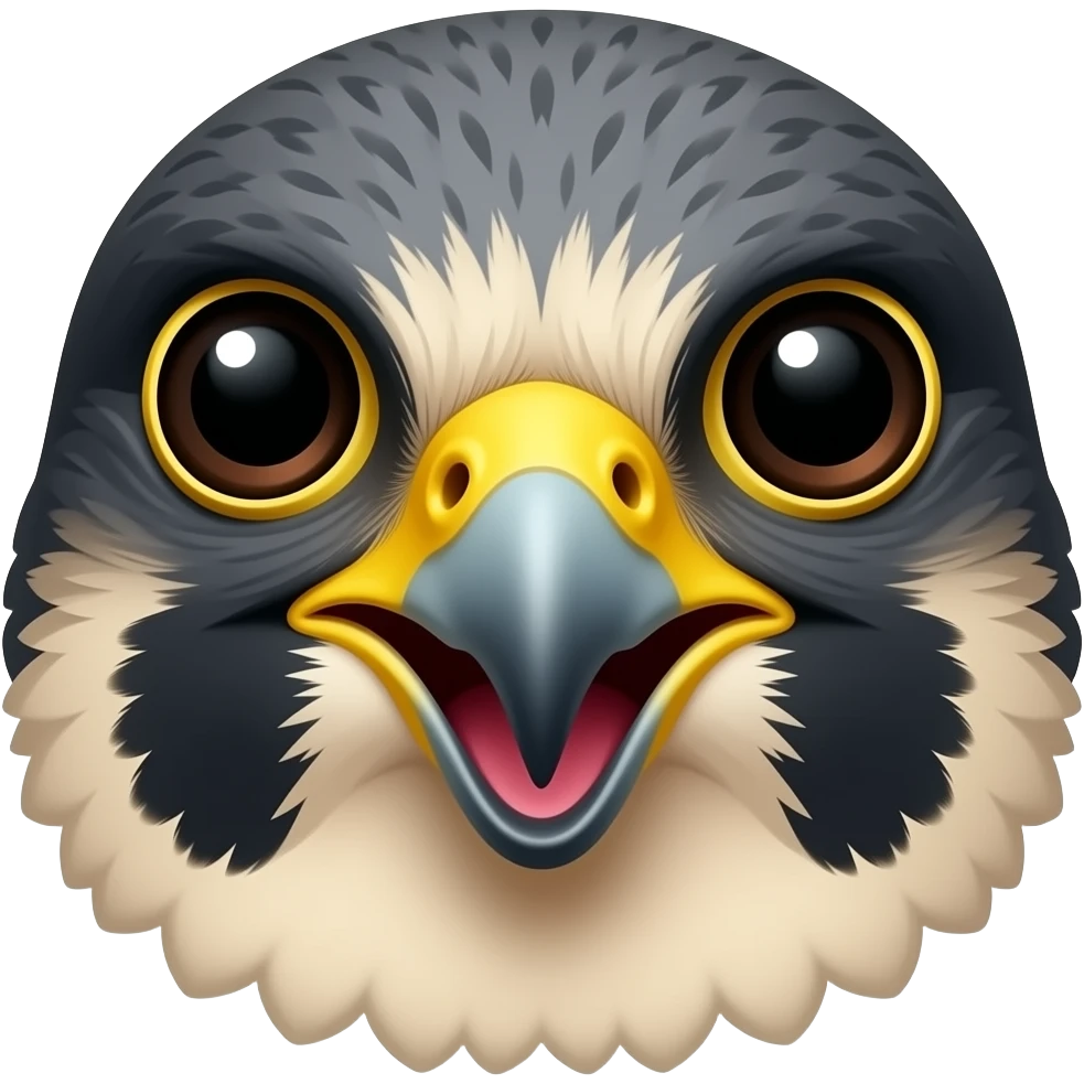 Peregrine Falcon head emoji with a happy excited expression emoji
