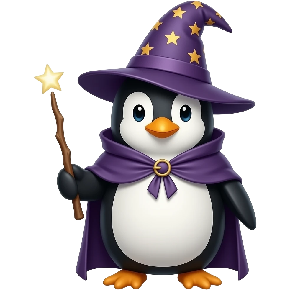 Ein Pinguin, was ein Zauberer ist emoji