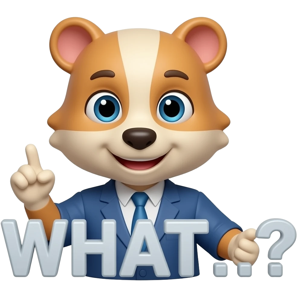give me the word "WHAT..? " in 3d animate emoji