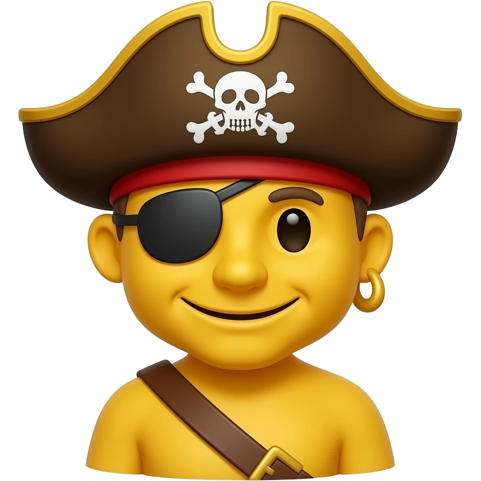 A emoji with pirate style and with a yellow head body not any Body emoji
