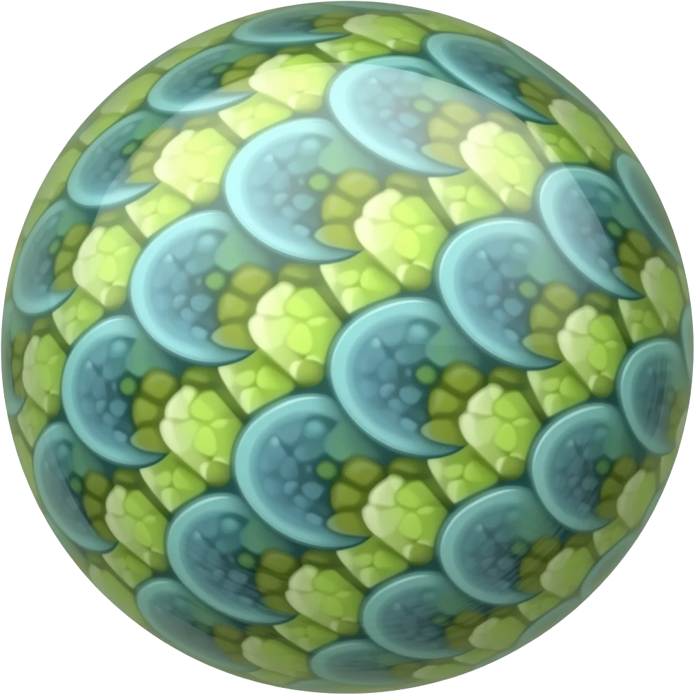 A lizard scaled glass marble emoji