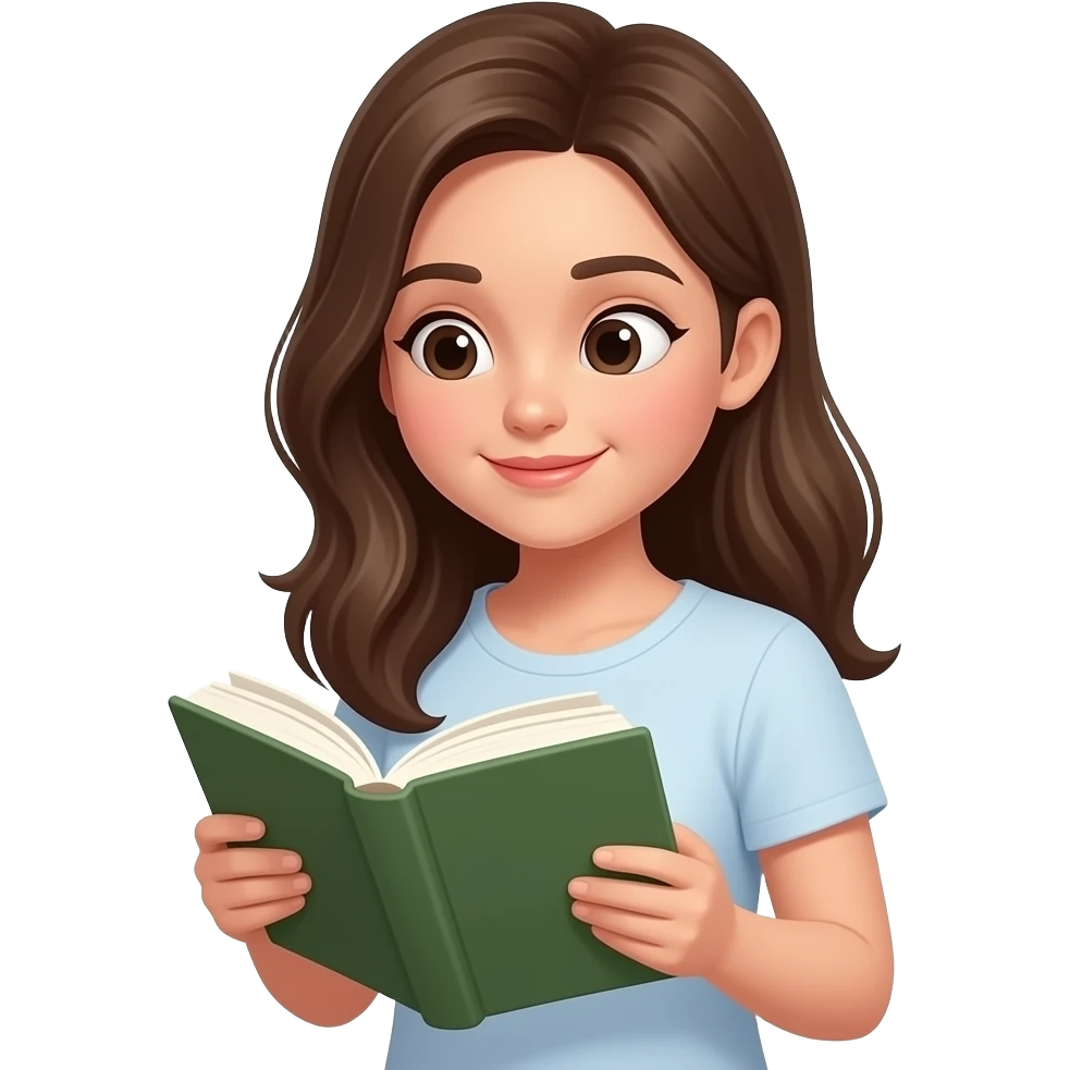 young femail reading books deeply emoji