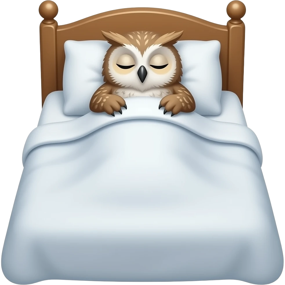 owl sleeping in a bed emoji