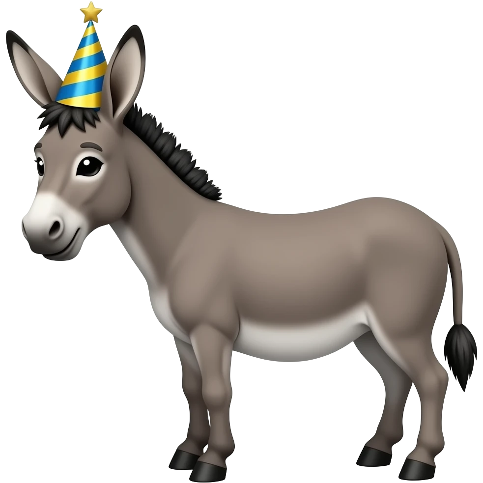 Donkey with birthday hat on emoji