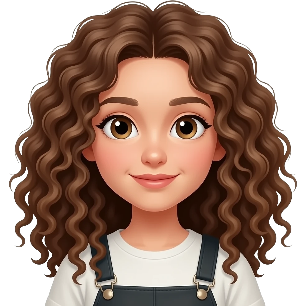 Menina cabelo cacheado com bolsa preta emoji