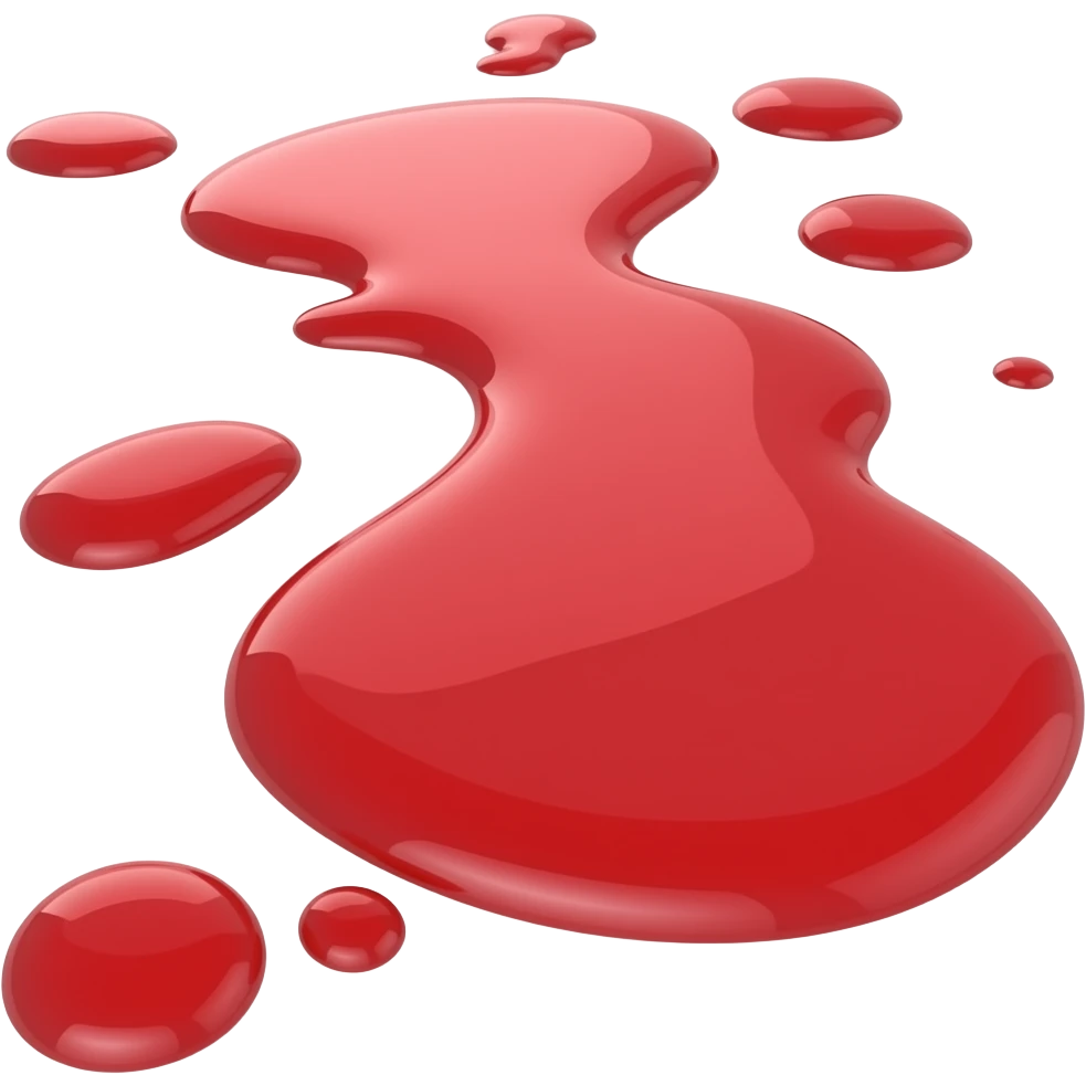 3D Red puddle with red droplets on the ground looking from far away emoji