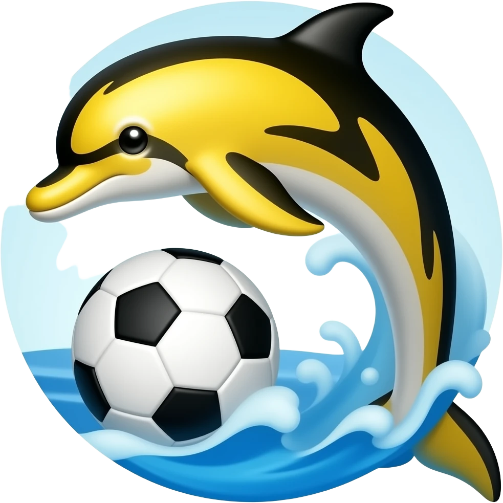 yelllow black dolphin circle wave soccerball emoji