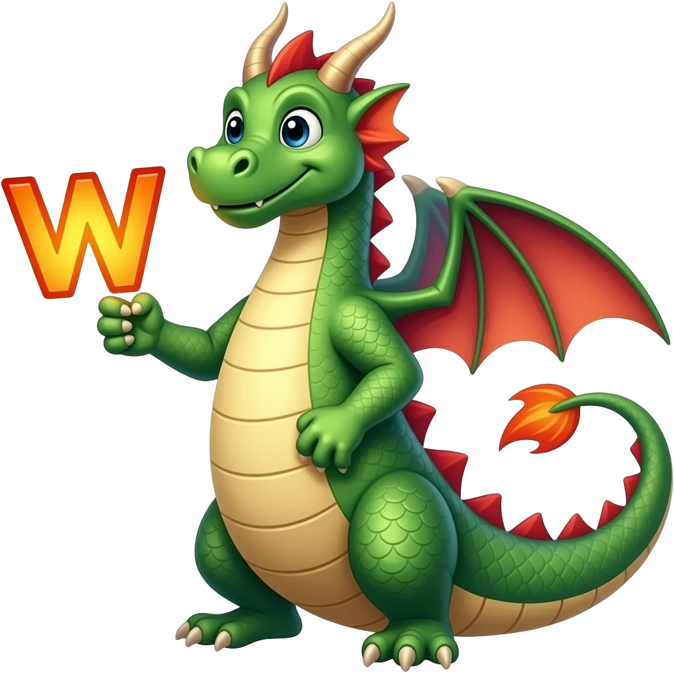 dragon holding a W emoji