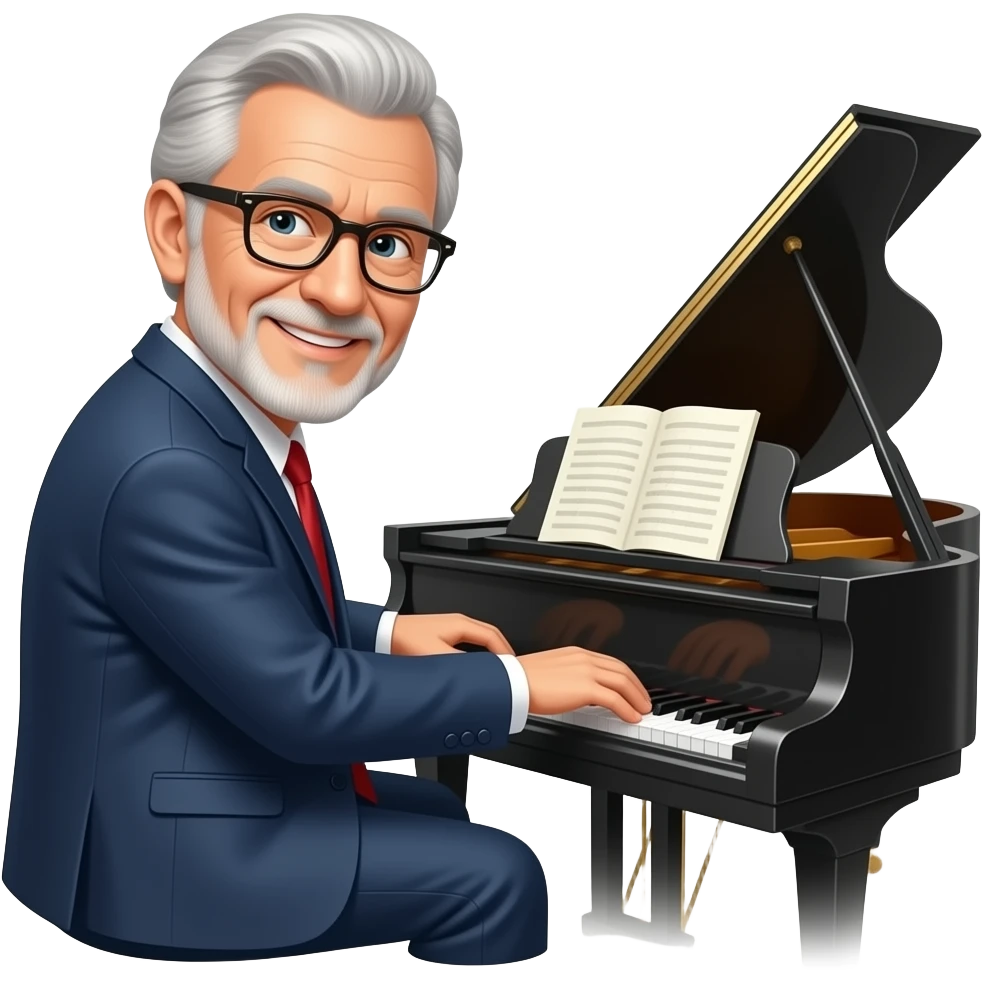 Pop concert guy in it's 60s at the piano emoji