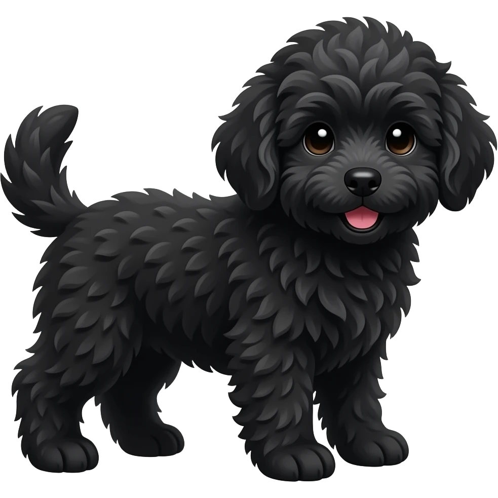 Make a small mini golden doodle dog make it all black emoji