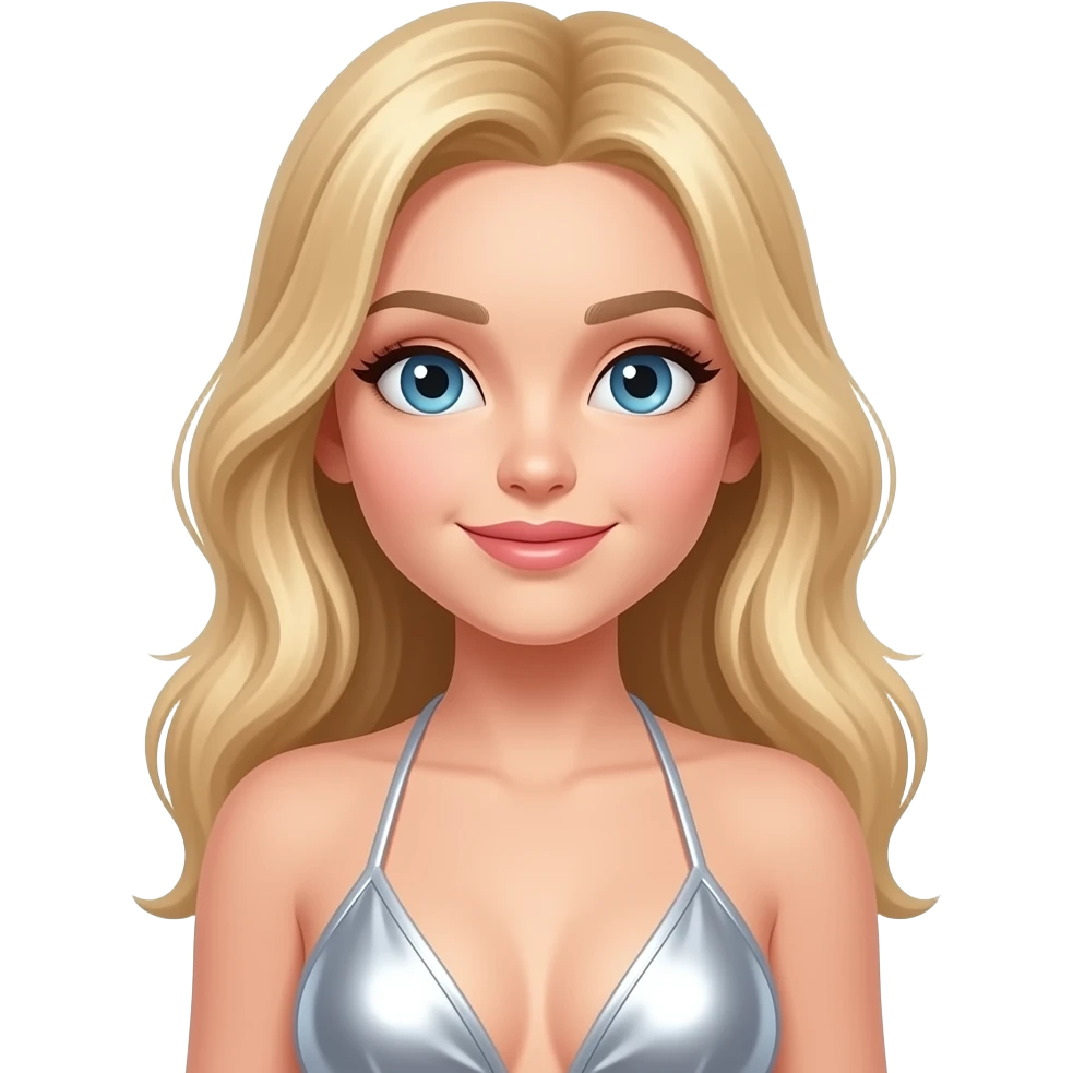 Blonde girl in shiny silver bikini emoji