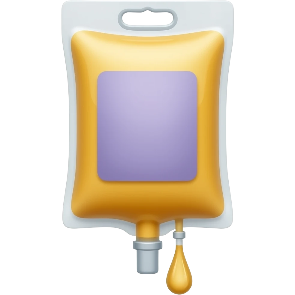 enteral fluids infusion butter yellow with purple label with drip drein under emoji
