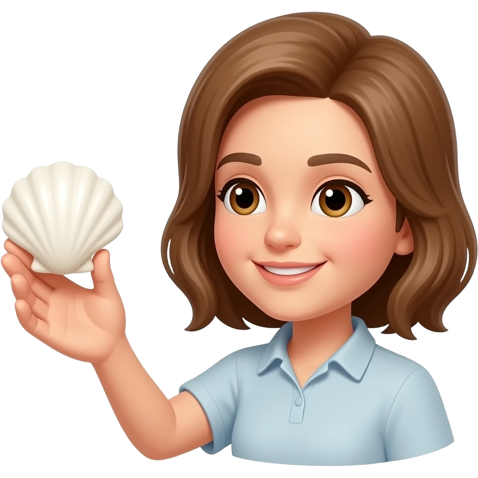 I pick up a white seashell emoji