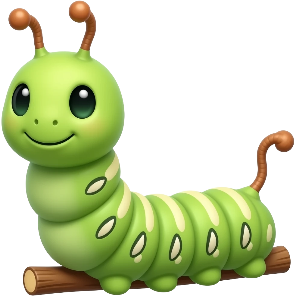 T the caterpillar with a brown branch like tail emoji