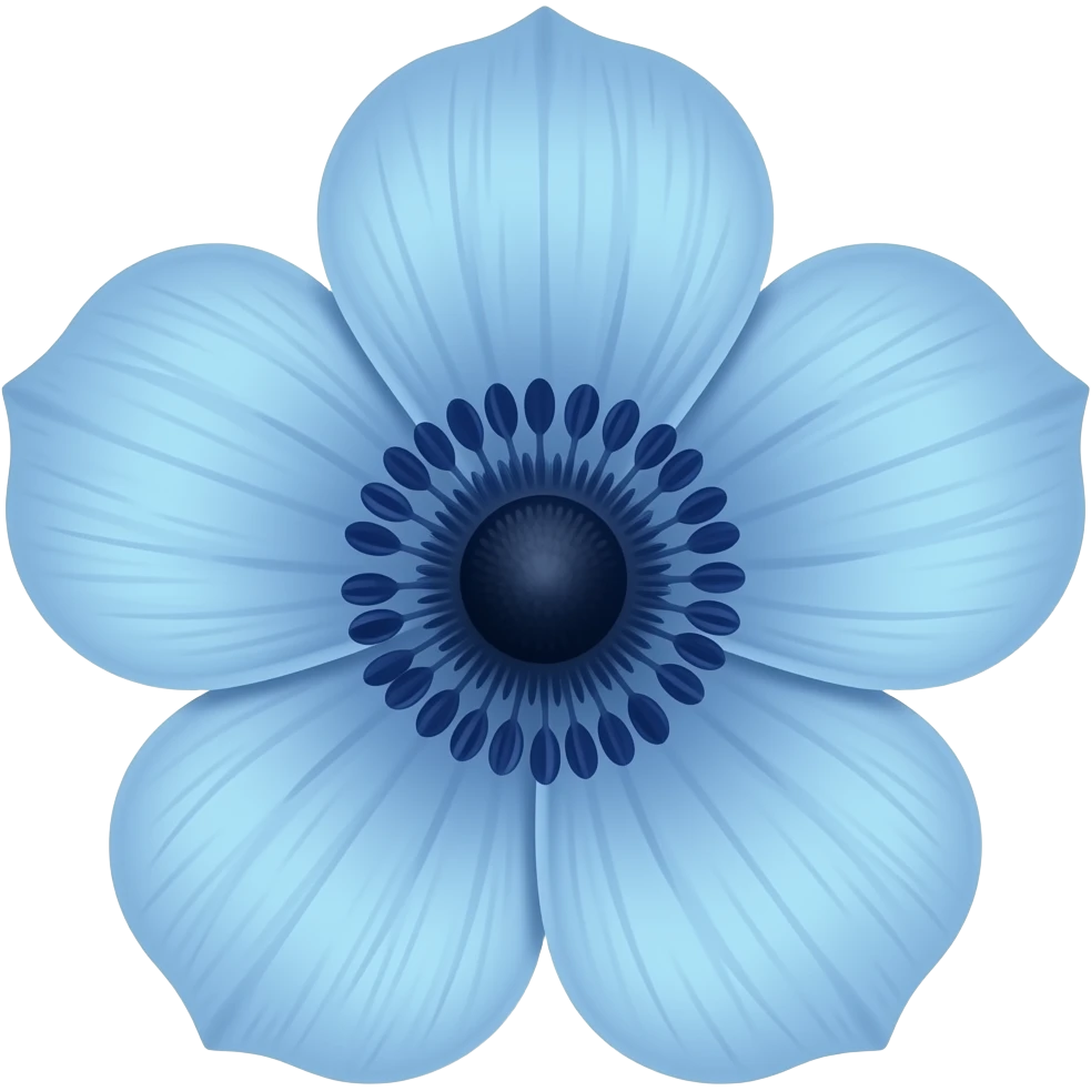 Rapunculus light blue magical flower with dark blue details emoji
