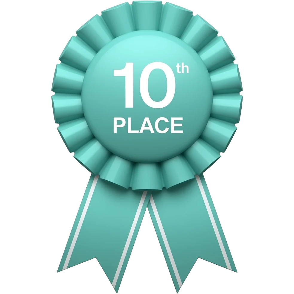 a 10th place ribbon that is light aqua color emoji