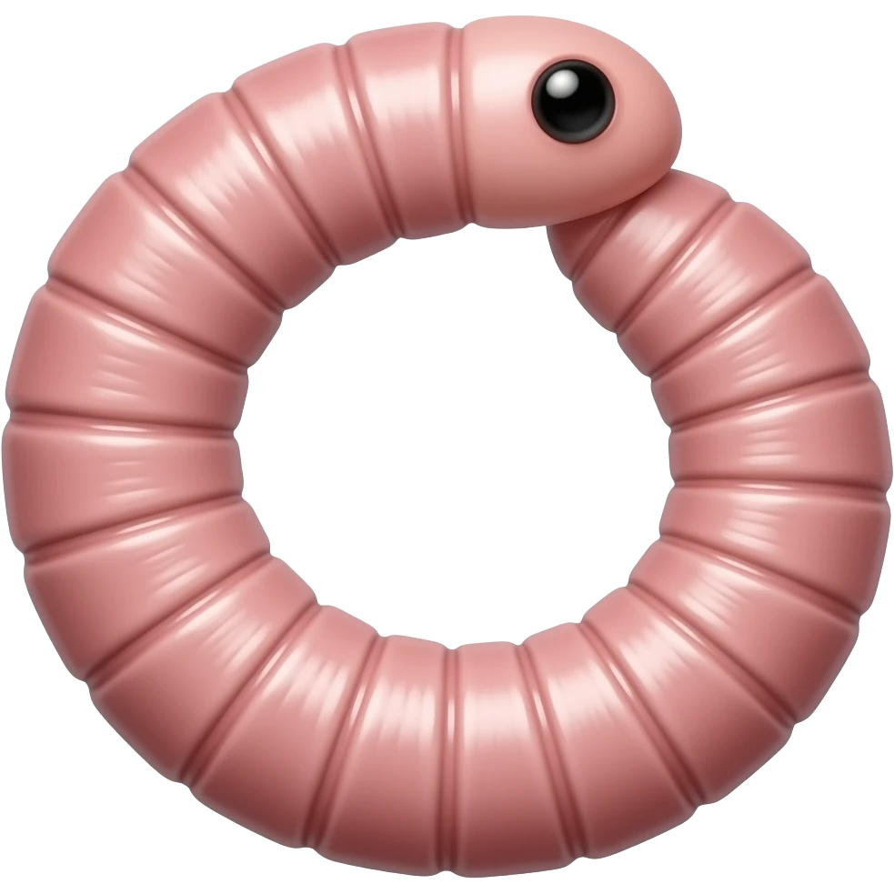 a thin pink earthworm wriggles without eyes textured emoji