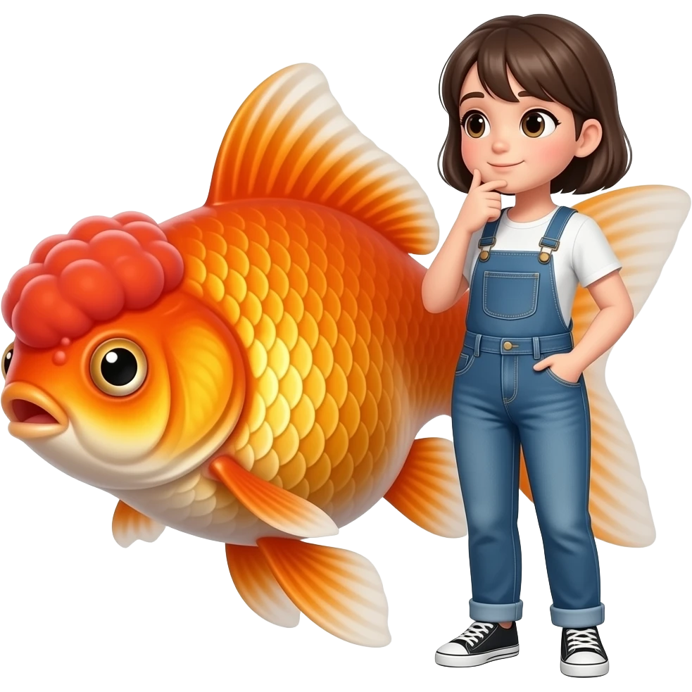Goldfish thinking of girl emoji