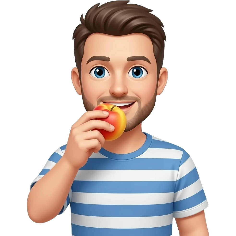 Man eating a peach emoji