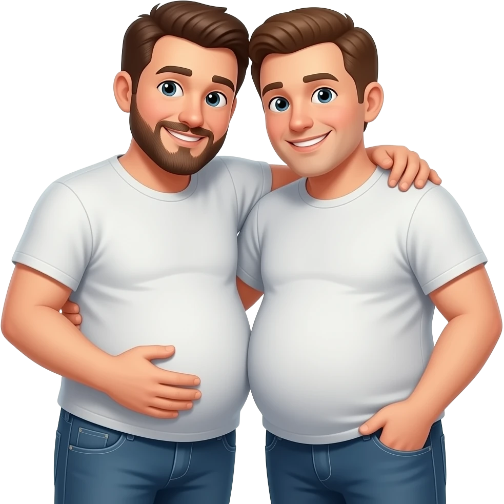 very pregnant Man hugging very pregnant man tightly with one hand in their pants emoji