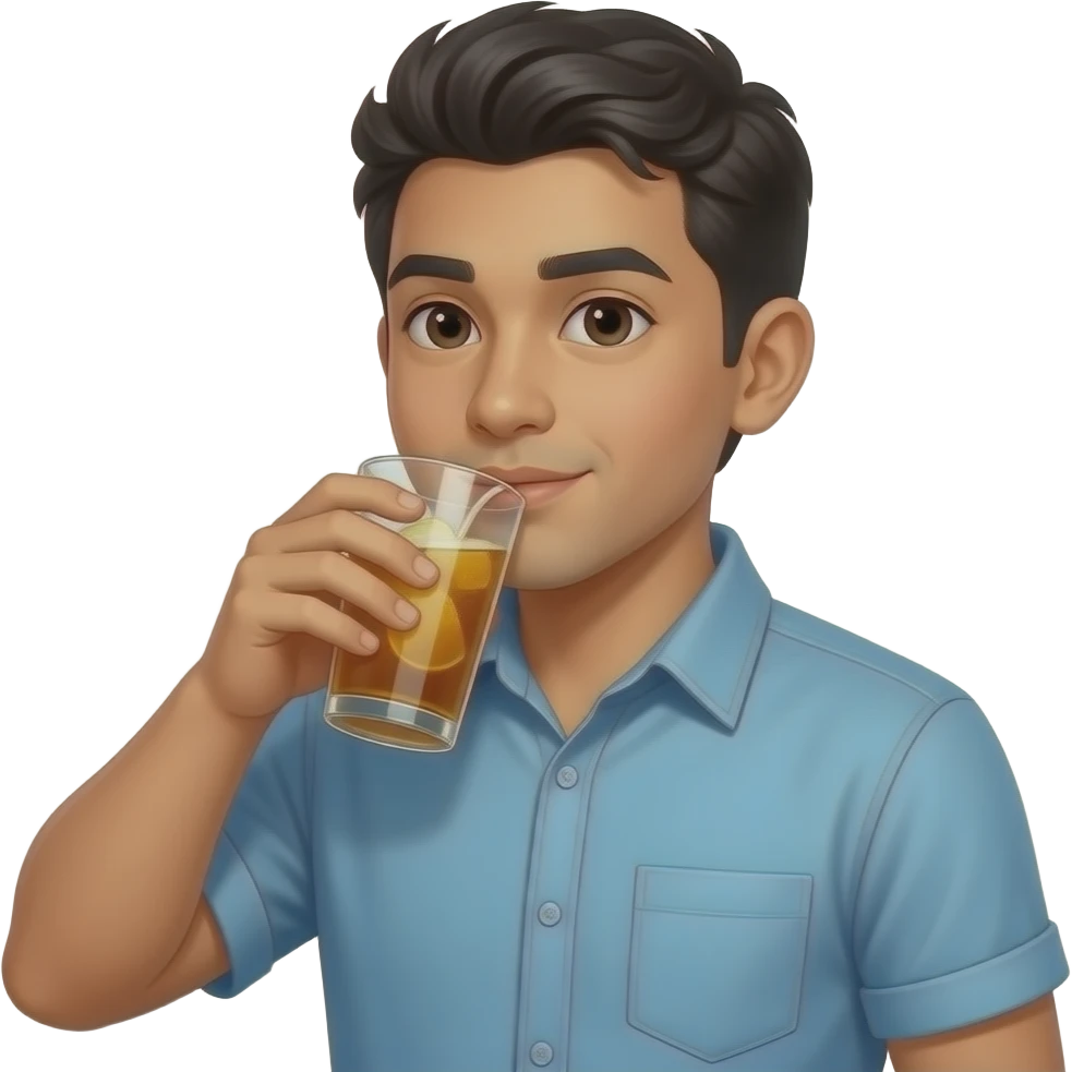 Latino🧍‍♂️ 🥤 taking a sip. Younger emoji