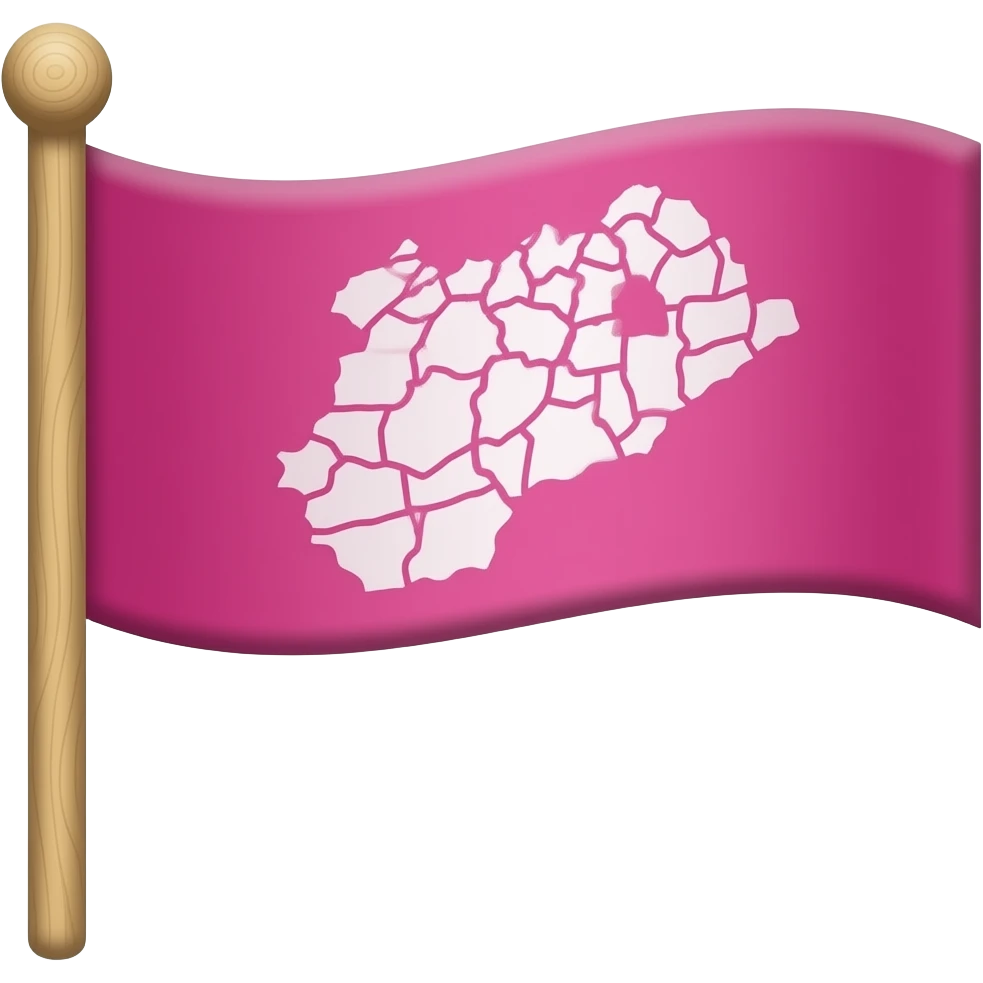 Rectangular pink flag and pole with Map of political map of Telangana emoji