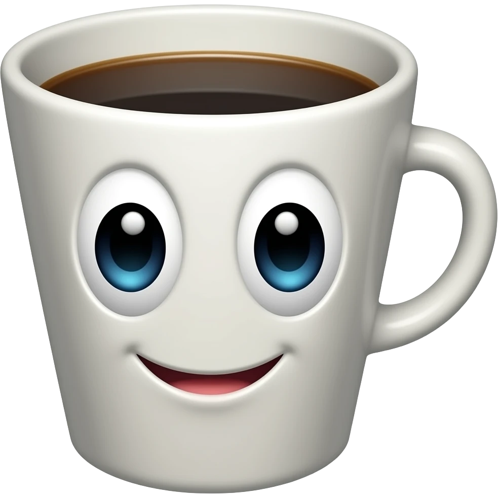coffee cup animated in love with  eyes and mouth emoji