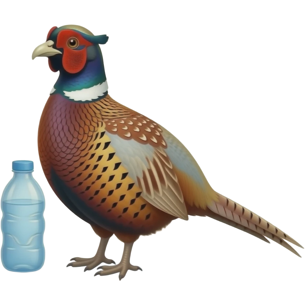 Pheasant with a bottle of water saying goodnight emoji | AI Emoji Generator