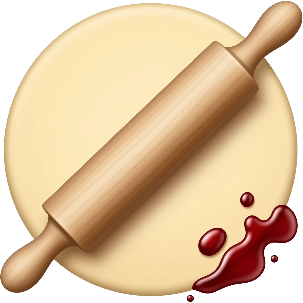 скалка для разкатки теста на которой капли крови emoji