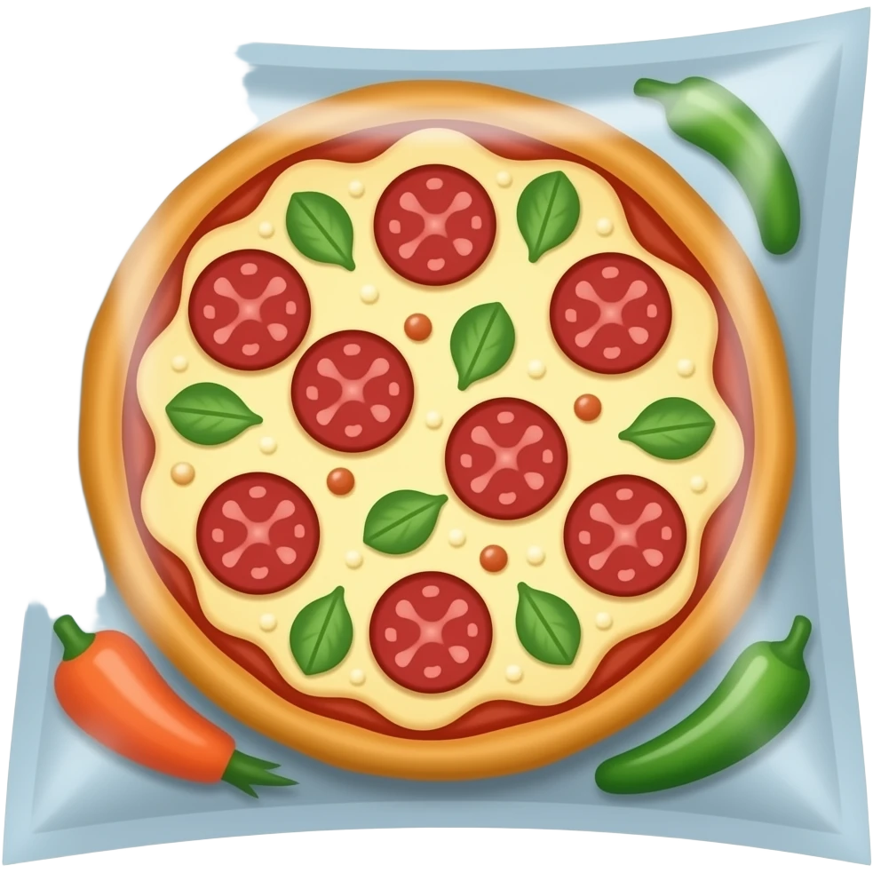 vector flat Packaged Frozen Pizza and Forzen Vegetables emoji