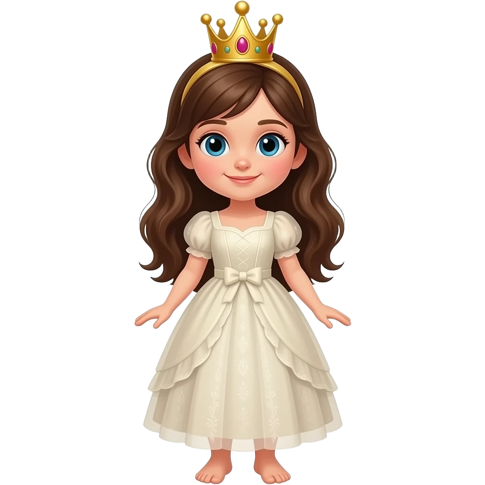 A tween girl with a crown full body with feet emoji