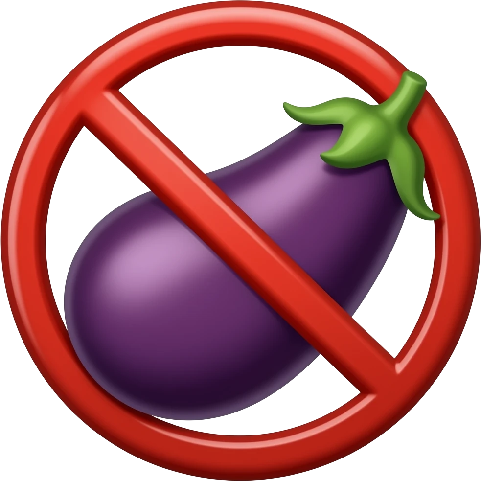 Eggplant emoji with a cross sign(red cross sign in a circle) (show ...