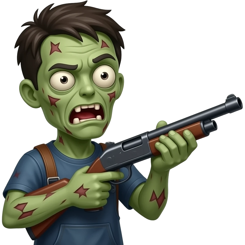 emoji of a zombie with a shotgun emoji