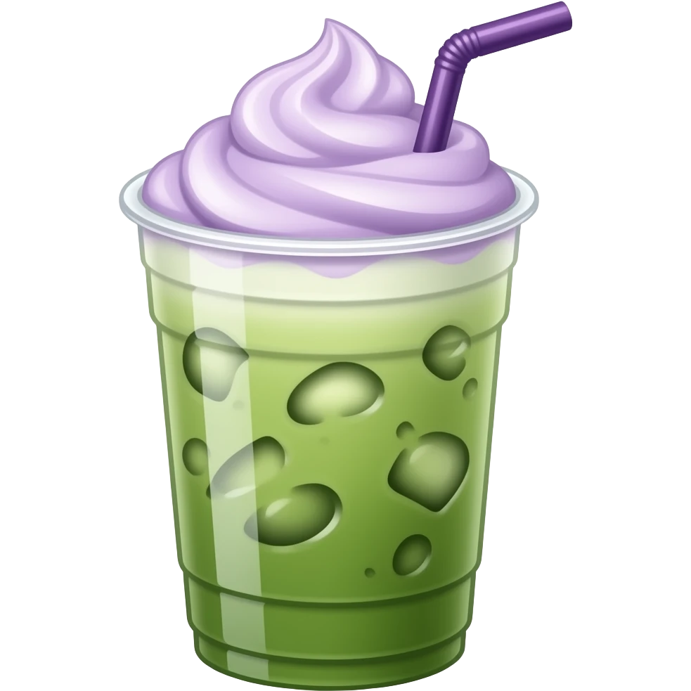 Lavender foam top matcha iced latte emoji