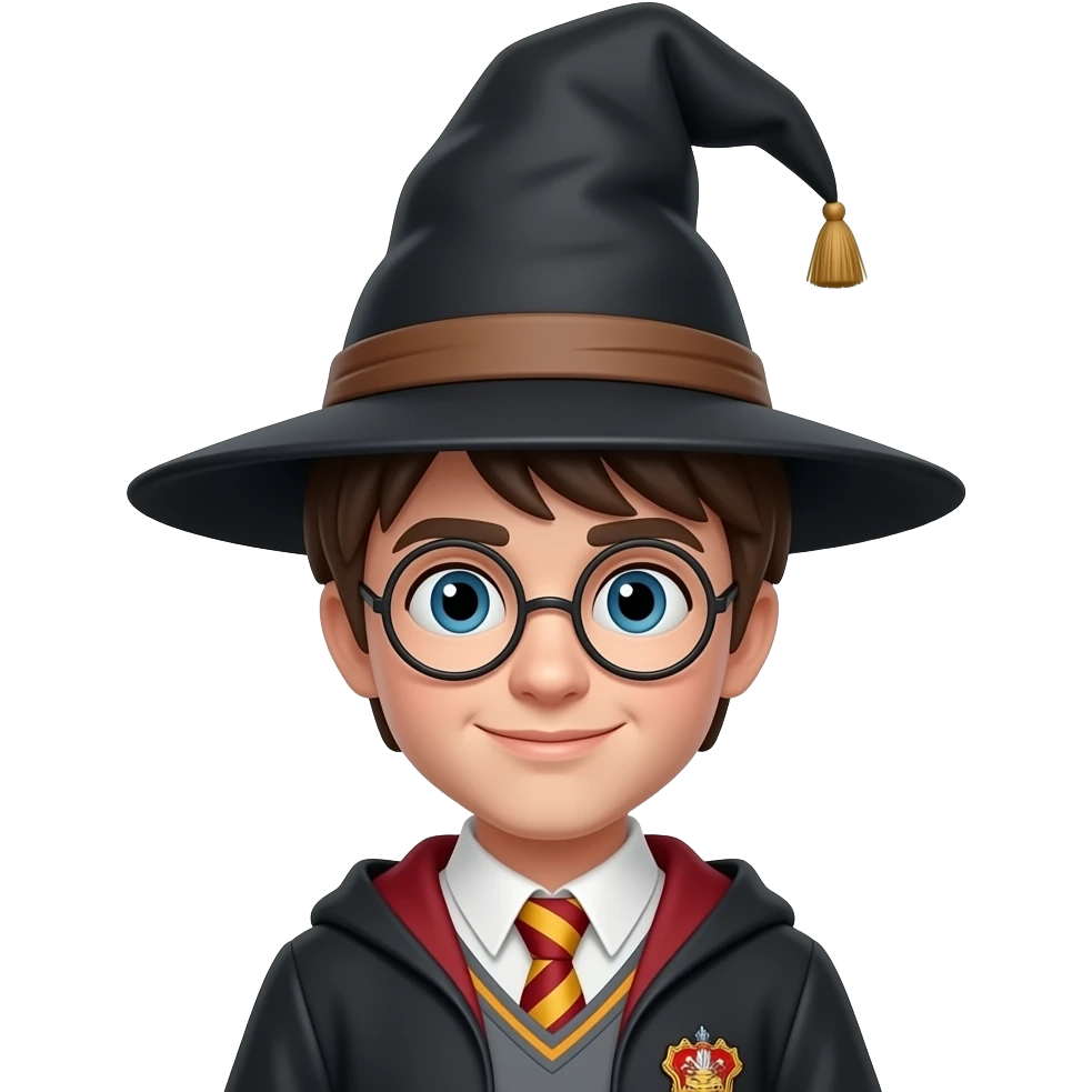 a medium shot of harry potter wizard with hat emoji