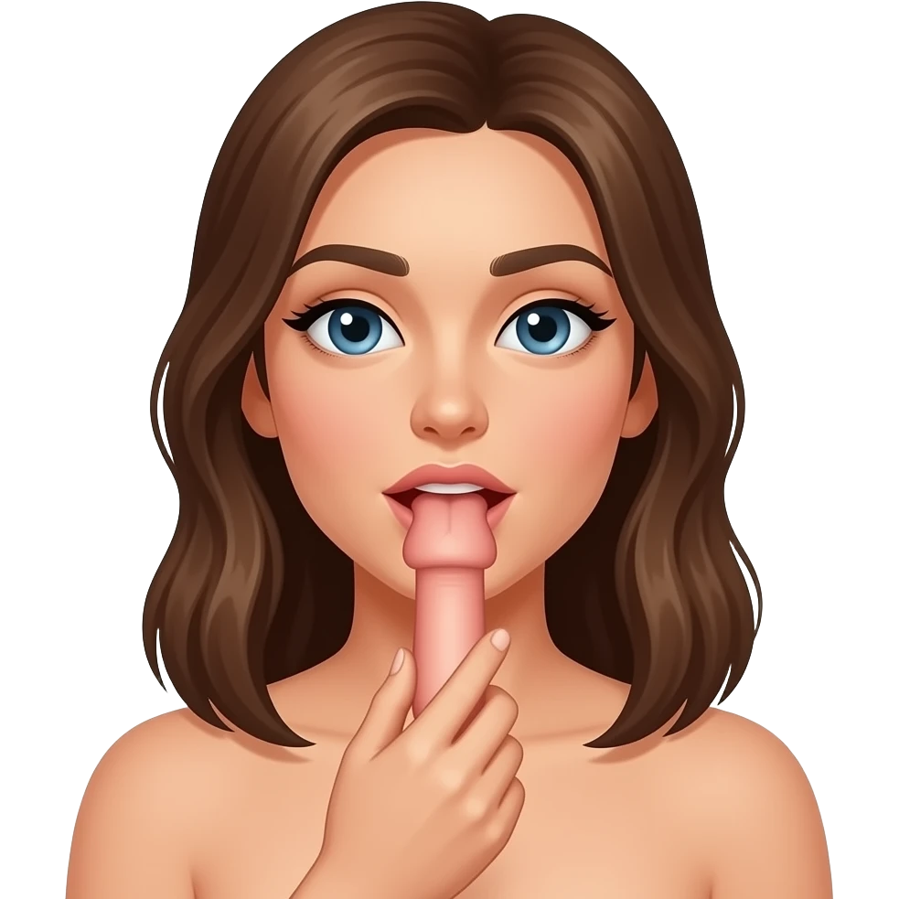 Naked woman sucking a hard penis emoji