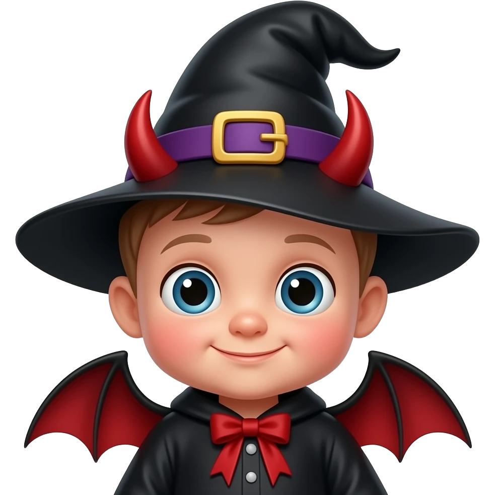 baby witch with red devil emoji