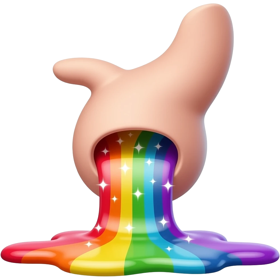 Emoji human penis ejaculating sparkly rainbow semen emoji