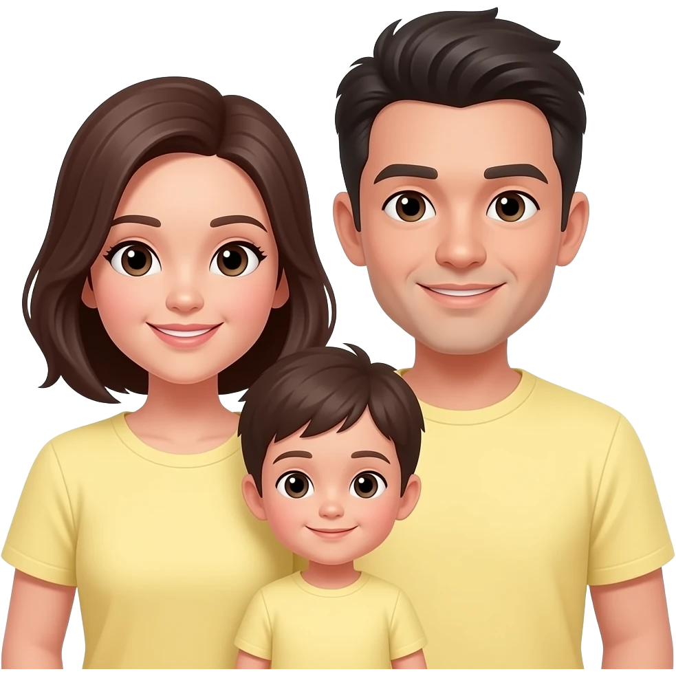 2 человека с ребенком в светло-желтой одежде emoji
