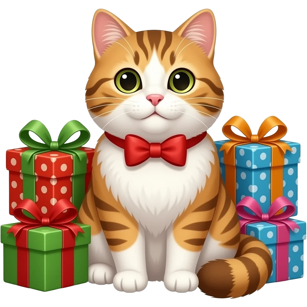 Кот Персик с подарками emoji